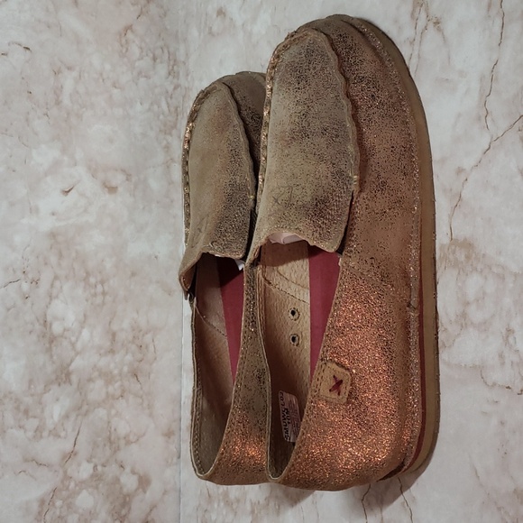 Twisted X metallic copper flats loafers removible insole women's shoes size 10 - Picture 3 of 8